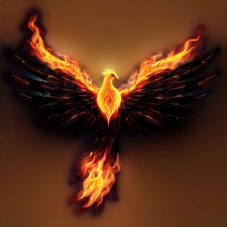 A mythical phoenix bird engulfed in flames with outstretched wings. — Phoenix PNG