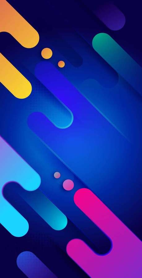 Abstract digital artwork with flowing neon shapes and gradient background. — Phone Screen Wallpaper
