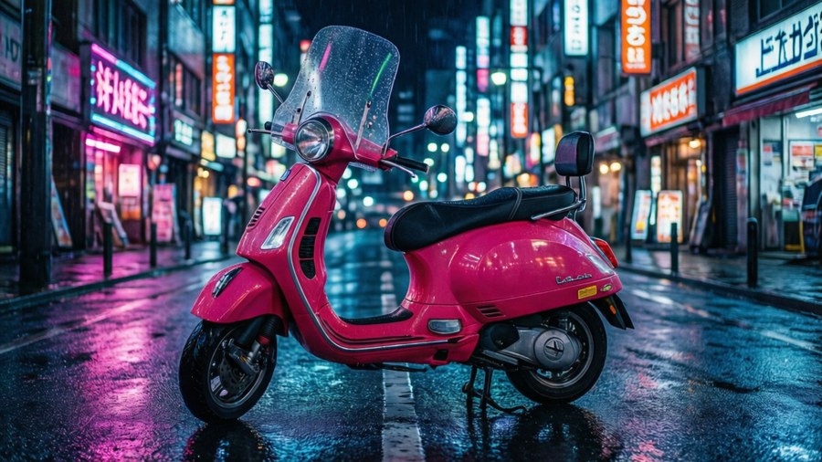 Neon Tokyo Vespa — Piaggio Wallpaper