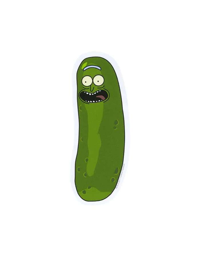 Eine Cartoon-Gurke mit großen Augen und einem Grinsen. — Pickle Rick Bilder