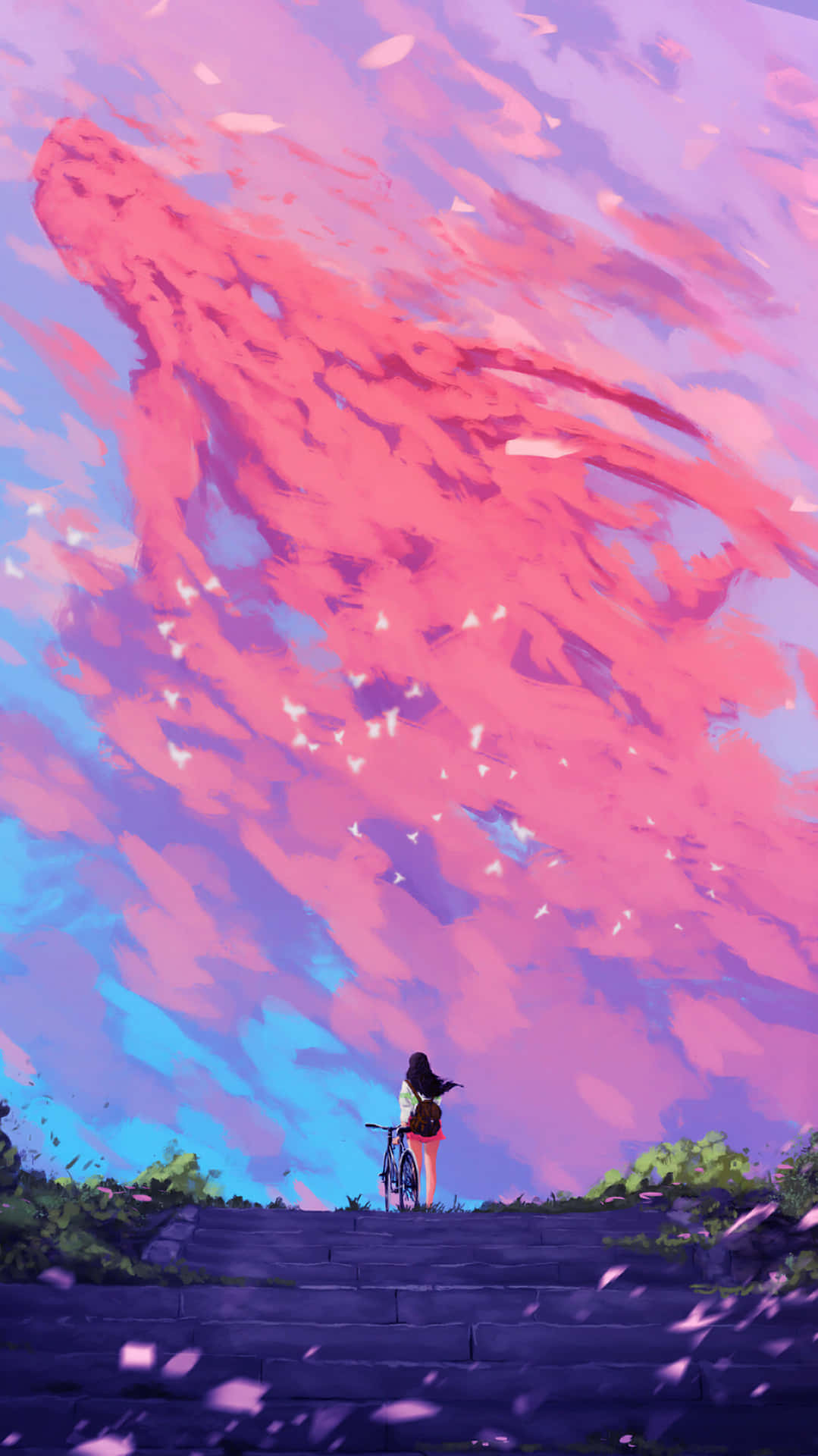 Pink Æstetisk Anime Telefon Wallpaper