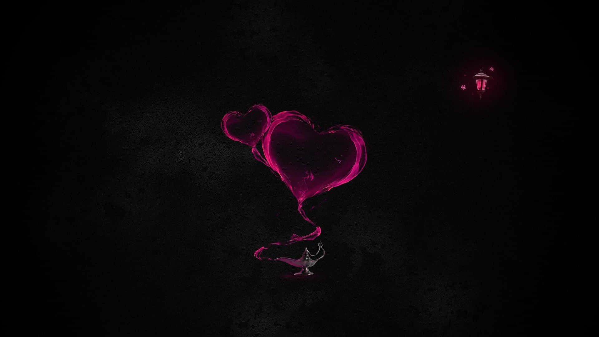 black and pink heart background