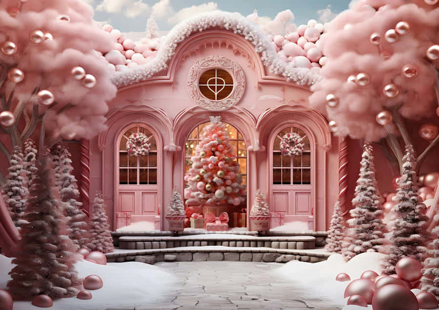 Pink Christmas Aesthetic Wallpaper