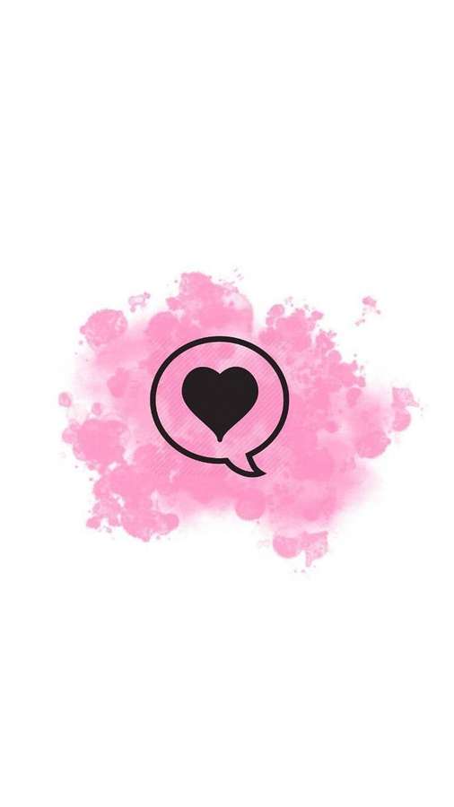 Schwarzes Herz in Sprechblase auf rosa Aquarellspritzer. — Pink Cloud Bilder