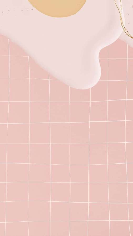 Minimalist digital wallpaper with pink grid and creamy white abstract shape. — Pink Grid Wallpaper