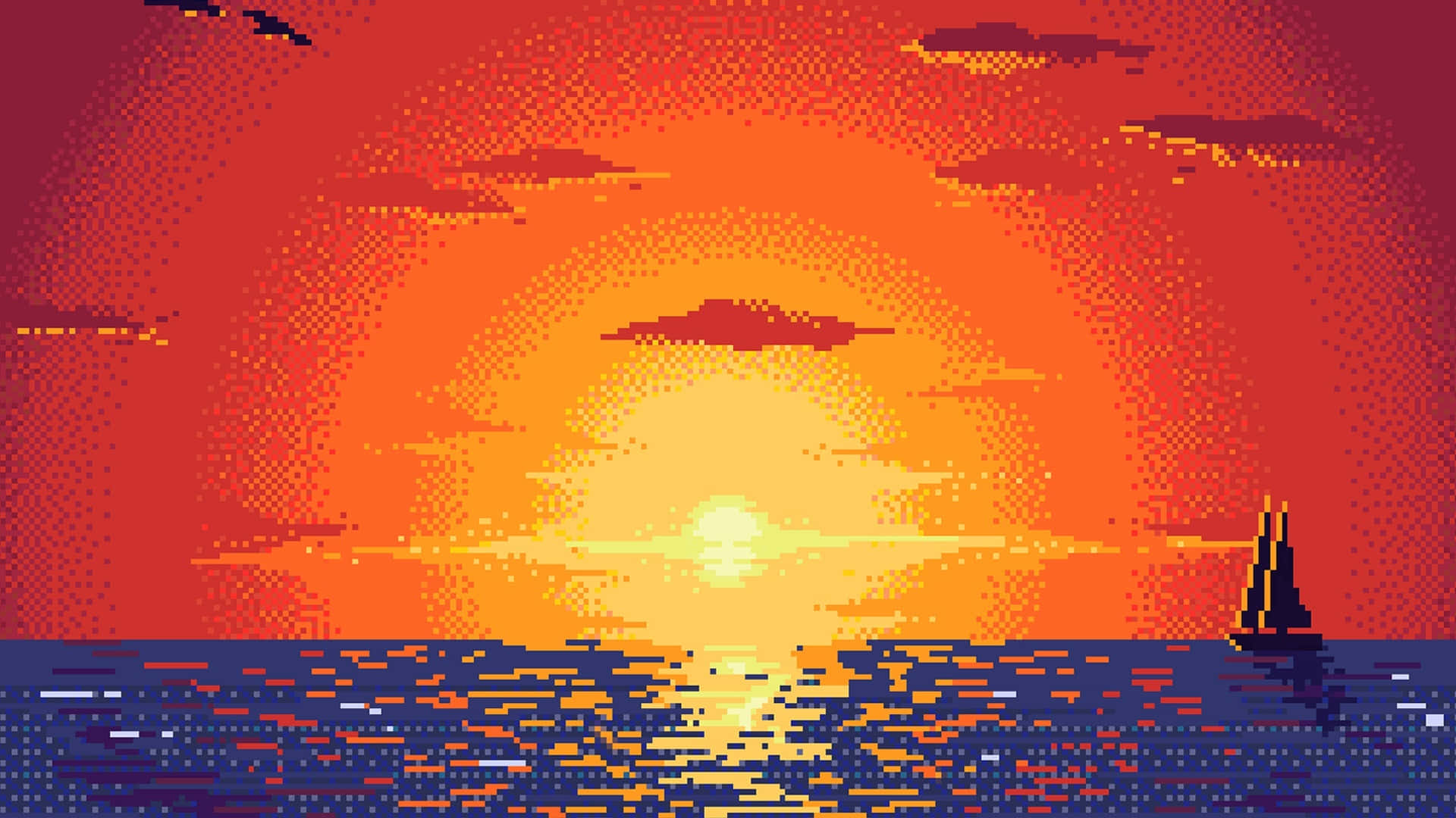 Pixel Beach Background Wallpaper