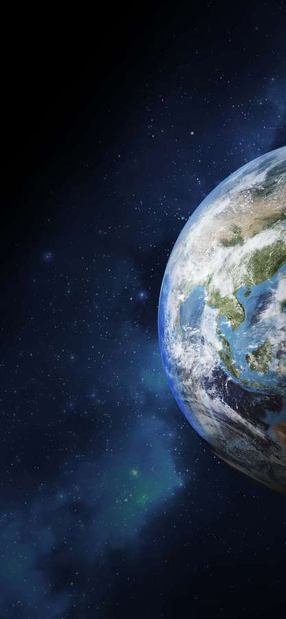 Planeta Terra visto do espaço com estrelas e nebulosas ao fundo. — Planeta terra Papéis de Parede