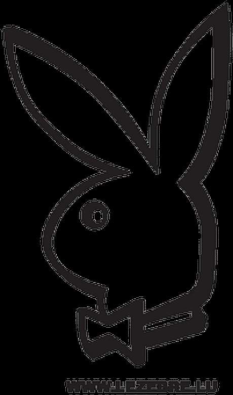 Black line art bunny head logo with bowtie — Playboy PNG