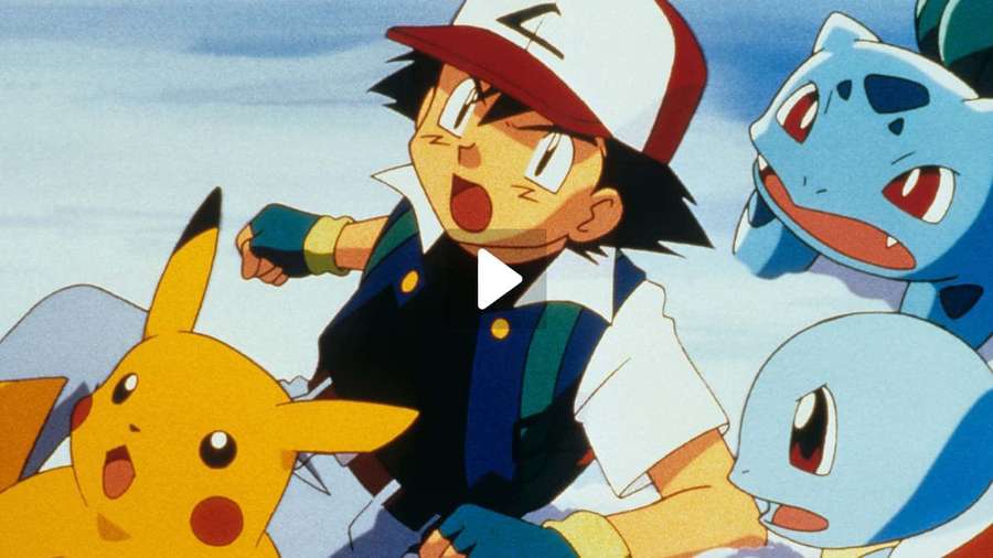 Ash Ketchum with Pikachu Bulbasaur and Squirtle in a sunny outdoor scene. — Pokemon 2000 Wallpaper