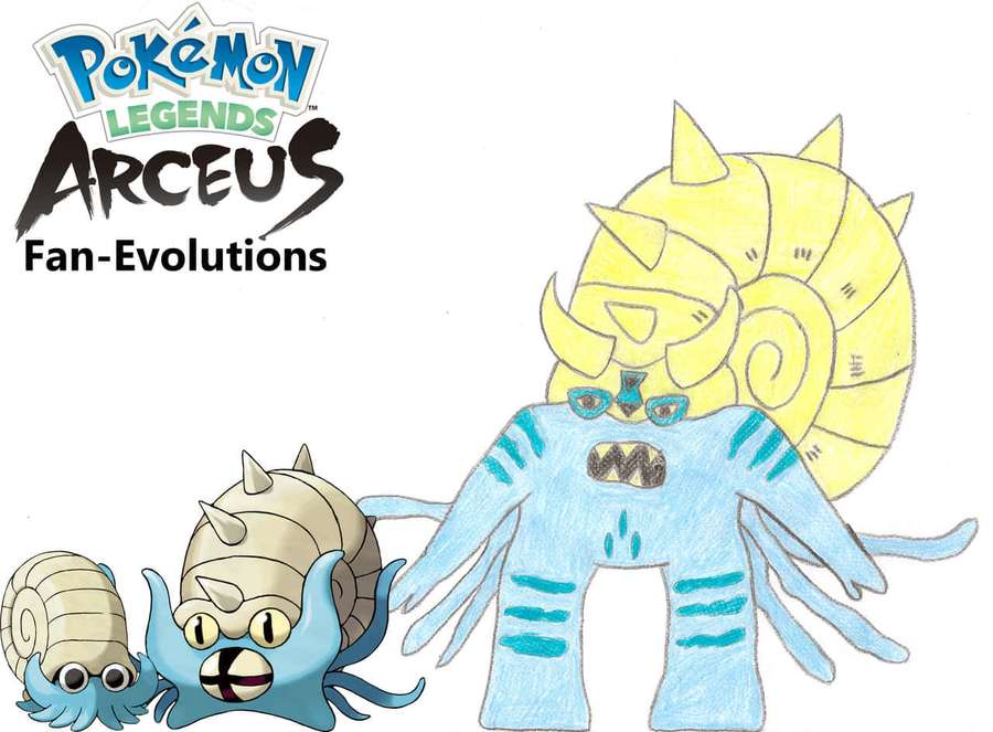 Fan art de Pokémon Arceus com evoluções personalizadas desenhadas em estilo de giz de cera. — Pokemon Legends Arceus Papéis de Parede