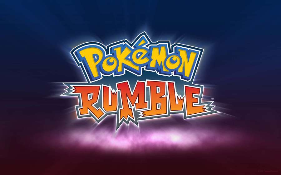 Pokémon Rumble -pelin logo hehkuvalla tekstillä ja violetilla sumuefektillä. — Pokemon Rumble Taustakuvat