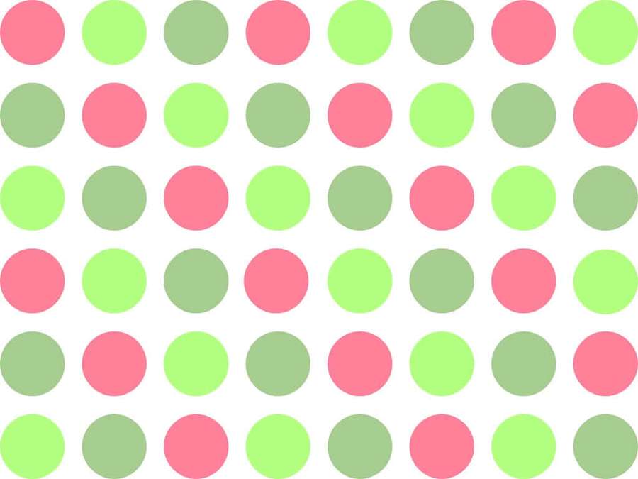 Wallpaper with repeating pastel green pink and sage circles on white. — Polka Dot Background