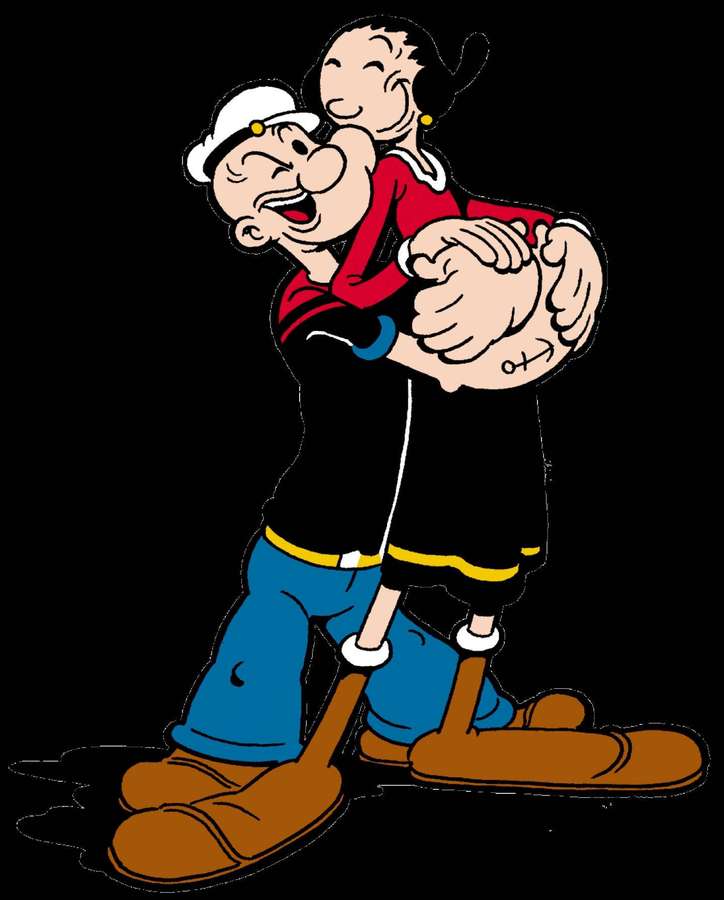 Popeye hält Olive Oyl in einer fröhlichen Cartoon-Umarmung. — Popeye Bilder
