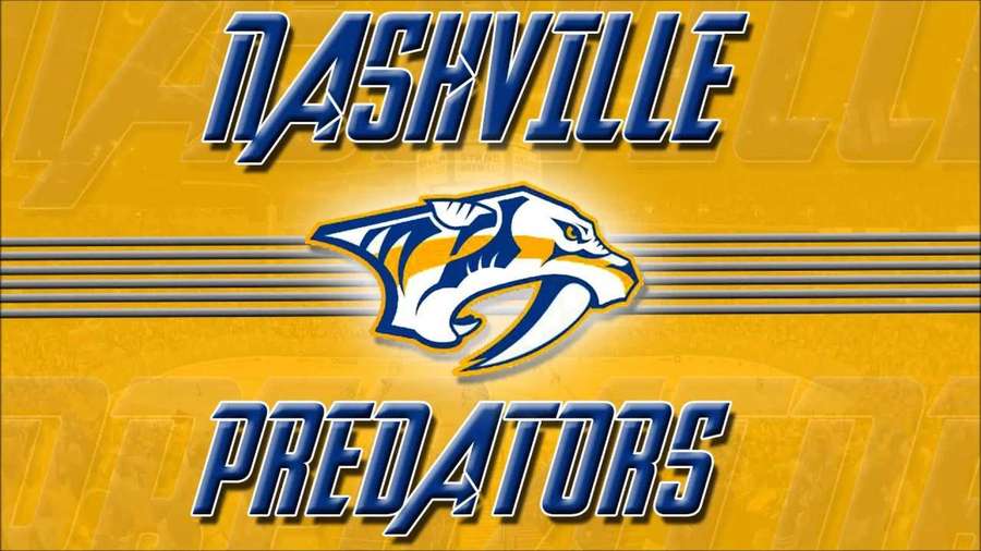 Nashville Predators hockey team logo with predator mascot on yellow background. — Predators Picture
