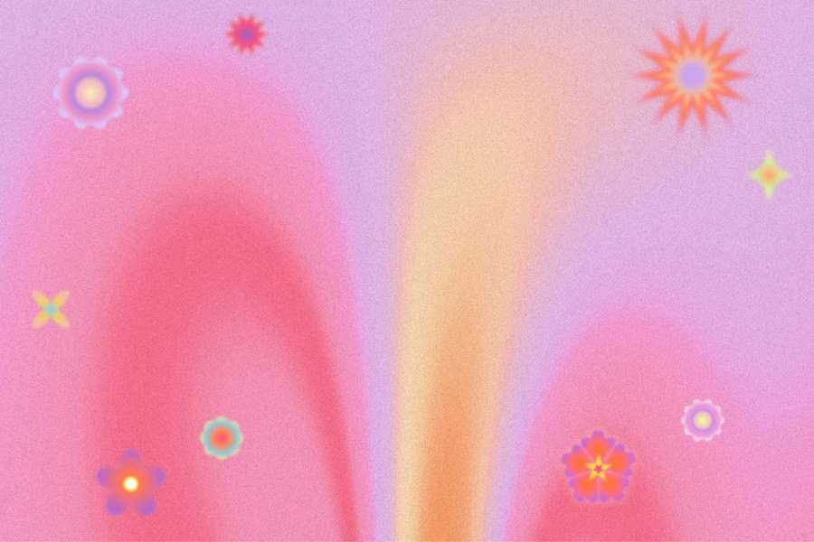 Abstract digital artwork with soft gradients and glowing floral shapes. — Preppy Aura Wallpaper