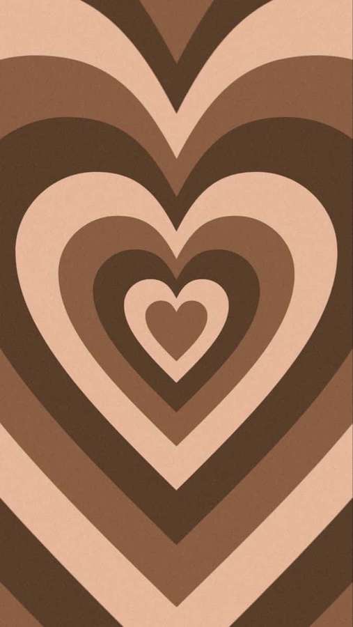 Retro geometric pattern of nested hearts in brown and beige tones. — Preppy Heart Wallpaper