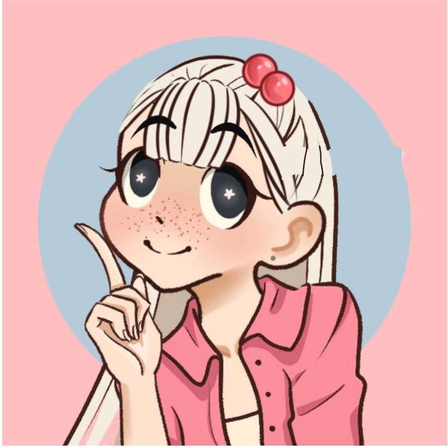 Anime-Mädchen mit weißen Haaren und rosa Schleife lächelt und zeigt nachdenklich mit dem Finger. — Preppy Pfp Wallpaper