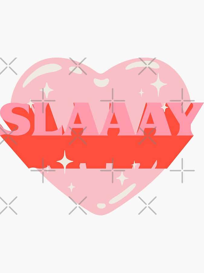 Vaaleanpunainen sydängrafiikka sanalla SLAAAY ja kimalteilla. — Preppy Sydän Taustakuvat