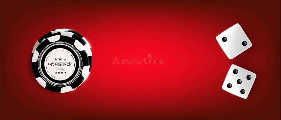 Ficha de cassino preta e branca e dados prateados sobre fundo vermelho gradiente — Preto, branco e vermelho Papéis de Parede