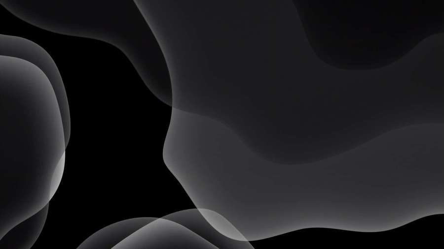 Arte digital abstracta com ondas cinzentas fluidas sobre fundo preto. — Preto e cinza Papéis de Parede