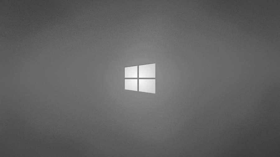 Windows logo glowing softly against a gray gradient background — Professional Desktop Wallpaper