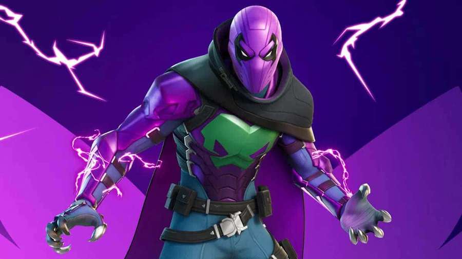 Ein violett gepanzerter Superheld mit Blitzeffekten in einer Spielszene. — Prowler Wallpaper