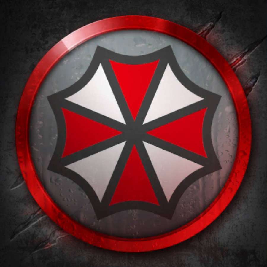 Rot-weißes Schirm-Logo-Emblem auf einer dunklen strukturierten Wand. — Pubg Bilder