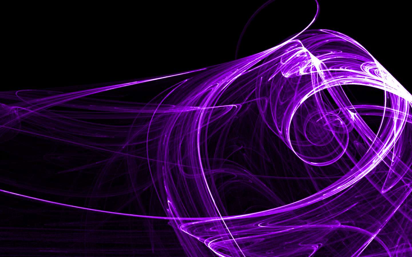 Dynamic purple fractal energy swirls glowing against a black background. — Purple Abstract Background