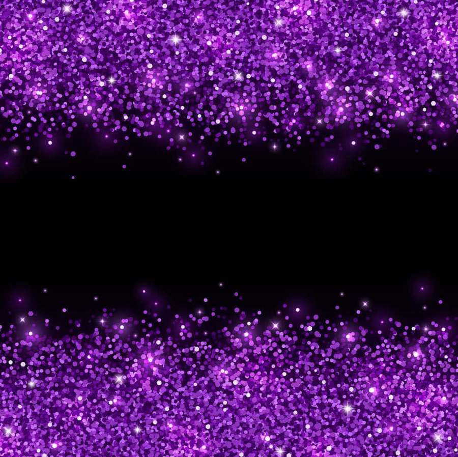 Purple glitter sparkles frame top and bottom of black background. — Purple And Black Background