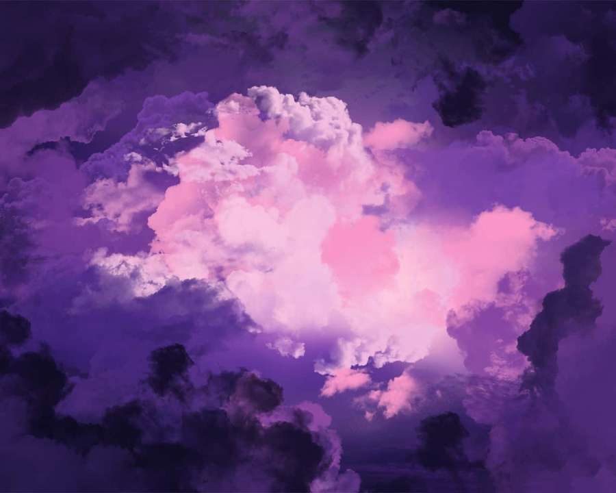 Vivid pink and purple clouds glowing in a dreamy twilight sky. — Purple Clouds Background