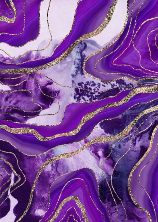 Purple and gold abstract swirl pattern with glittery metallic accents. — Purple Marble Wallpaper