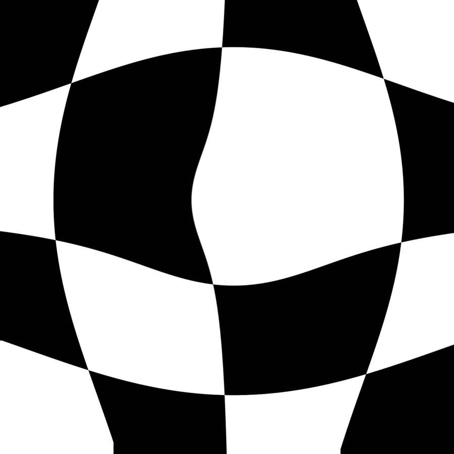 Padrão abstrato xadrez ondulado preto e branco com efeito de ilusão de ótica. — Quadrados em preto e branco Papéis de Parede