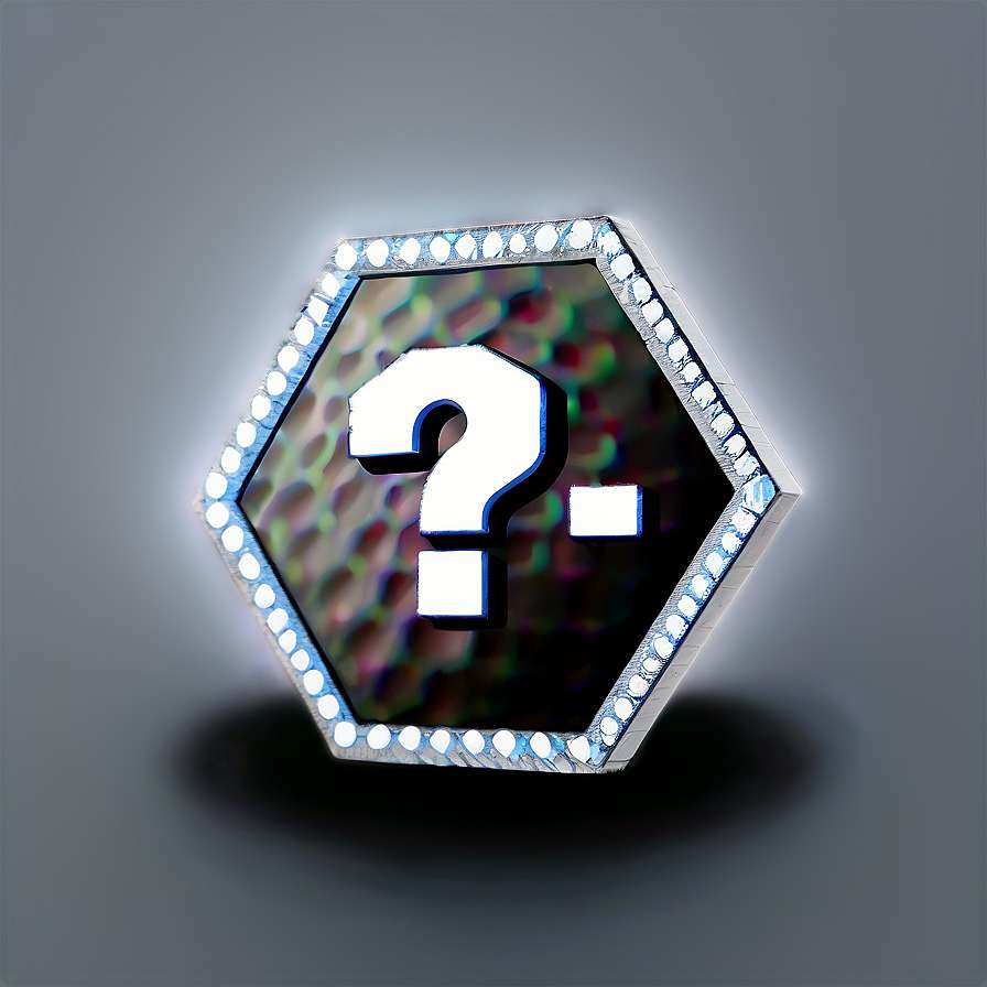 Glowing hexagonal emblem with a white question mark and sparkling border. — Question Mark PNG