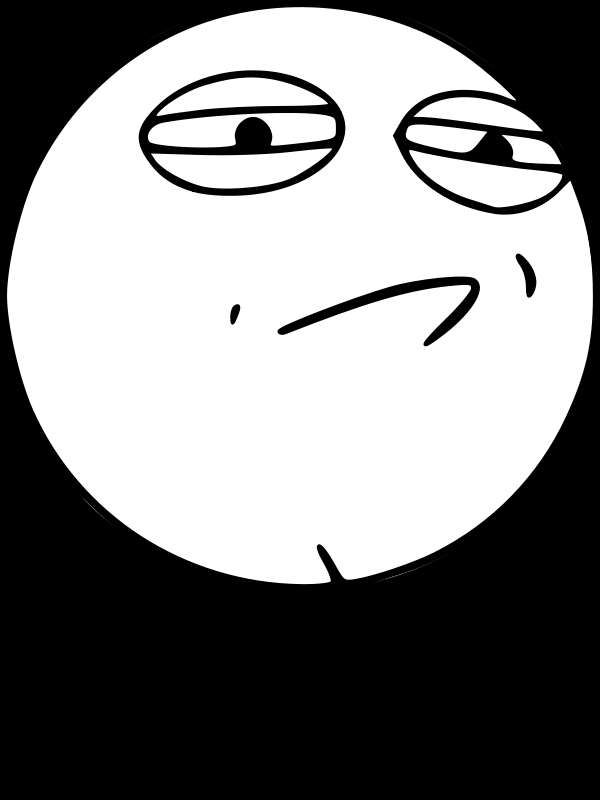 A simple cartoon face with half-lidded eyes and a smug smirk. — Rage Comic PNG