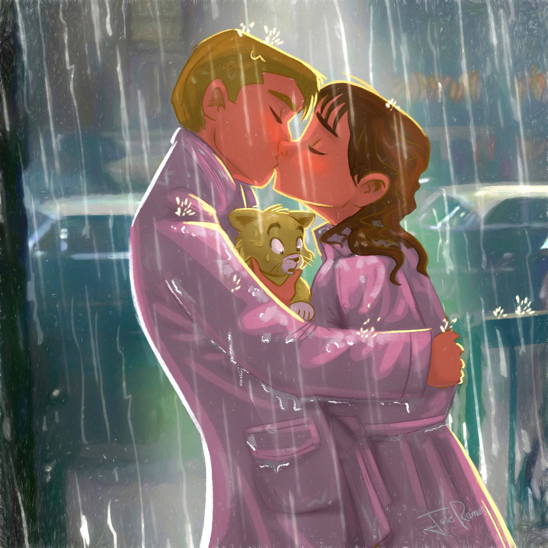 Rain Couple Wallpaper
