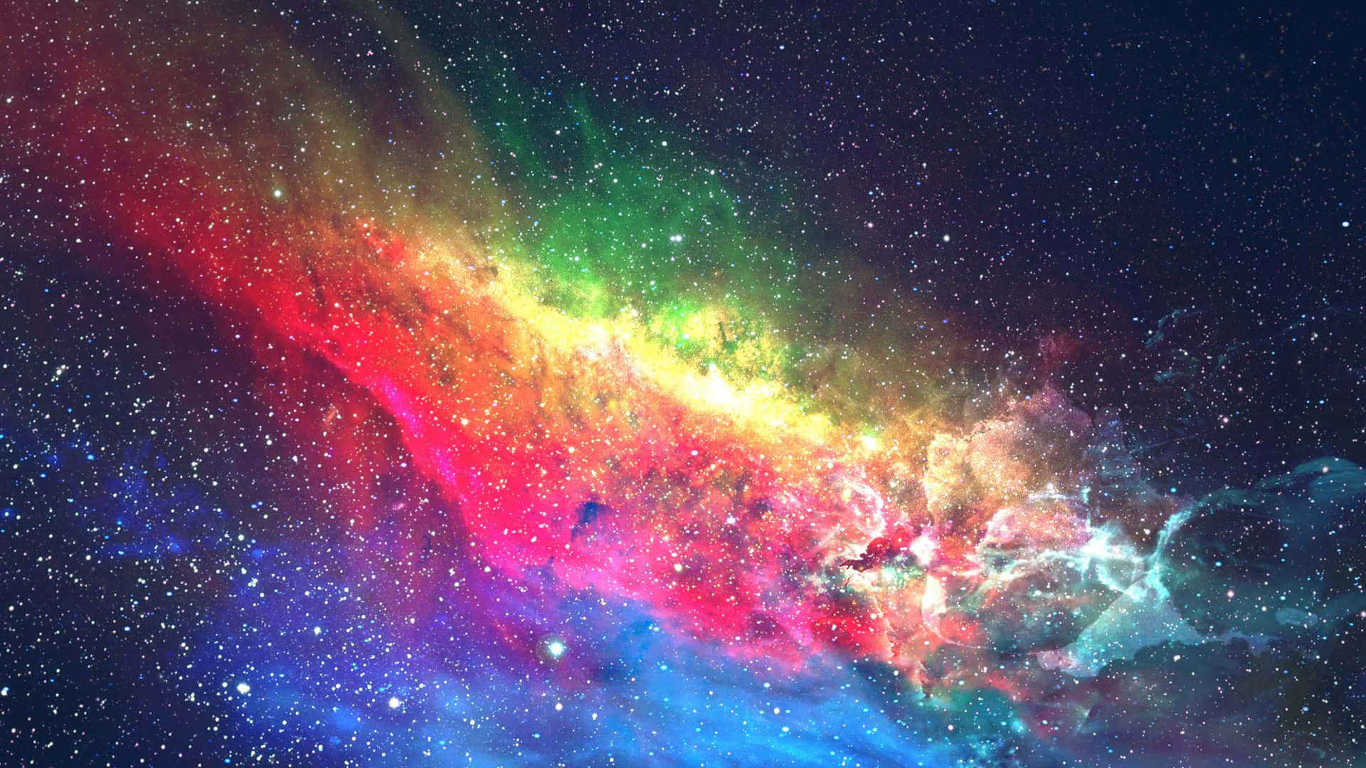 Rainbow Galaxy Forming In Starry Sky — Rainbow Galaxy Background