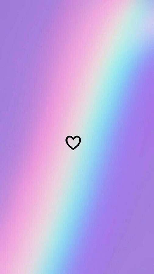 A simple black heart centered on a colorful pastel gradient background. — Rainbow Heart Wallpaper