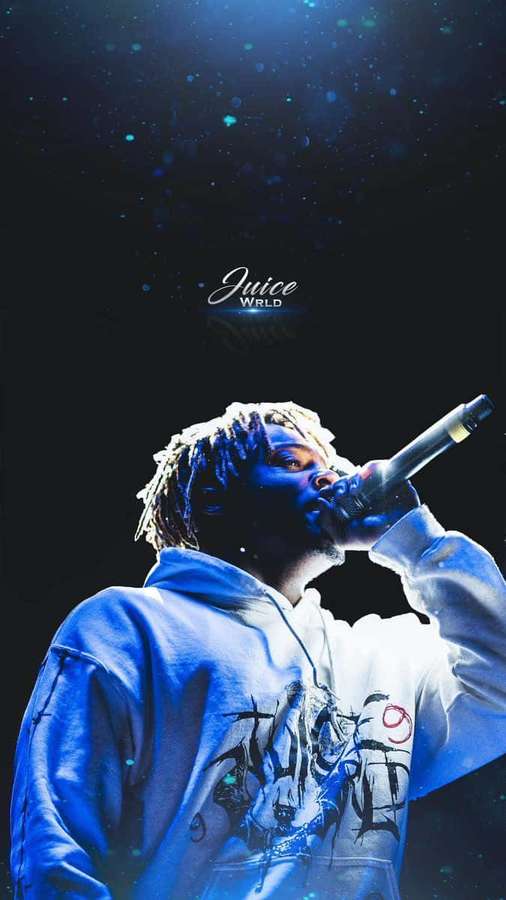 Juice WRLD laulaa mikrofoniin sinisten lavavalojen alla. — Räppäri Pc Taustakuvat