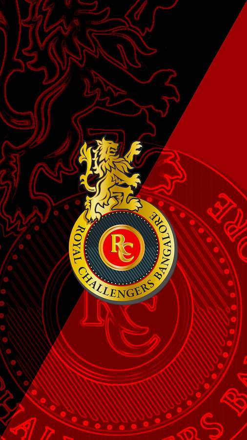 Royal Challengers Bangalore cricket team logo with golden lion on red and black background. — Rcb Team Wallpaper