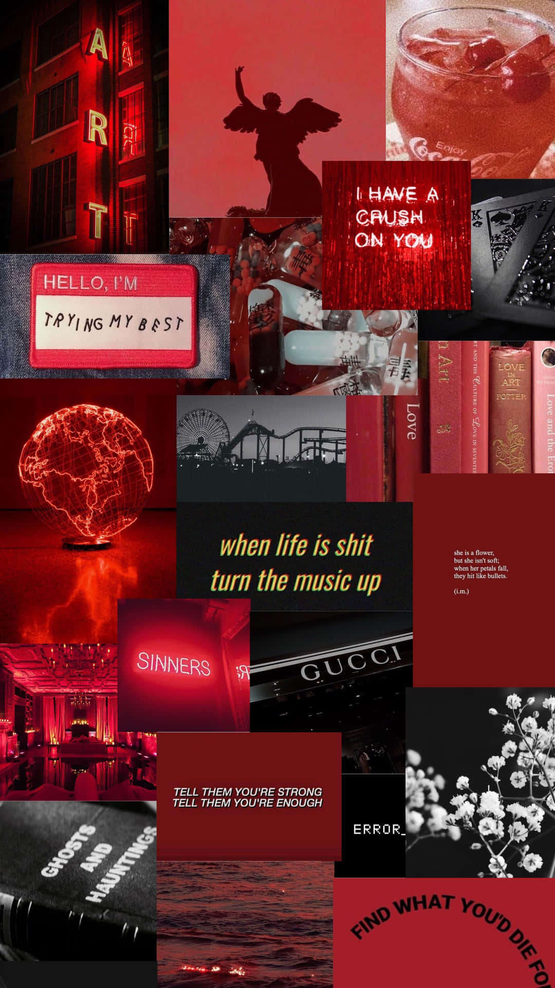 Red Collage Background Wallpaper