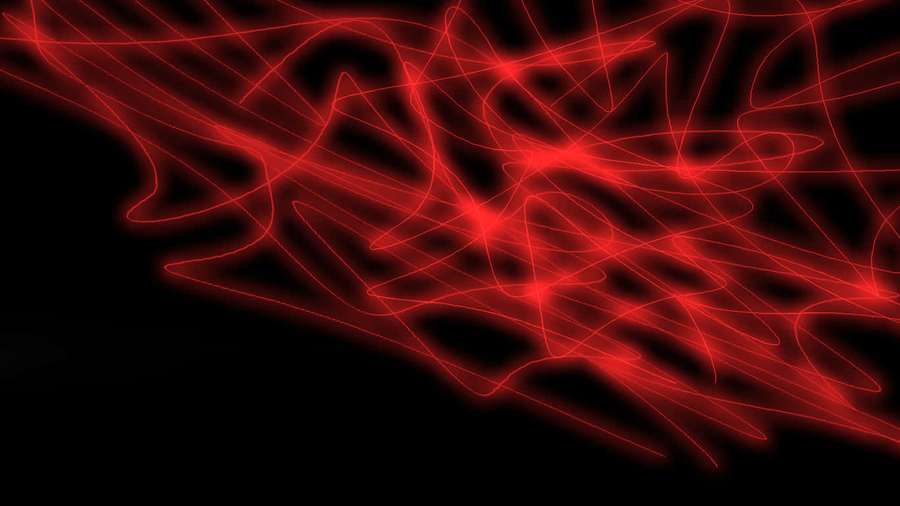 Abstract glowing red lines swirling dynamically on a black background. — Red Neon Background