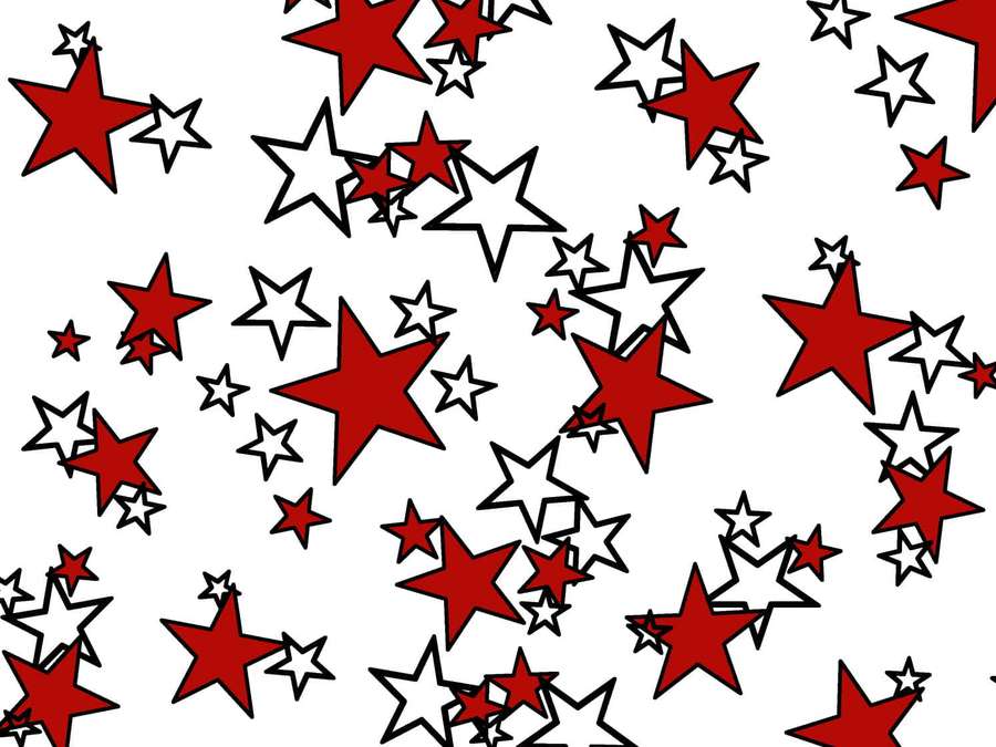Red and white stars with black outlines on a white background. — Red Star Background