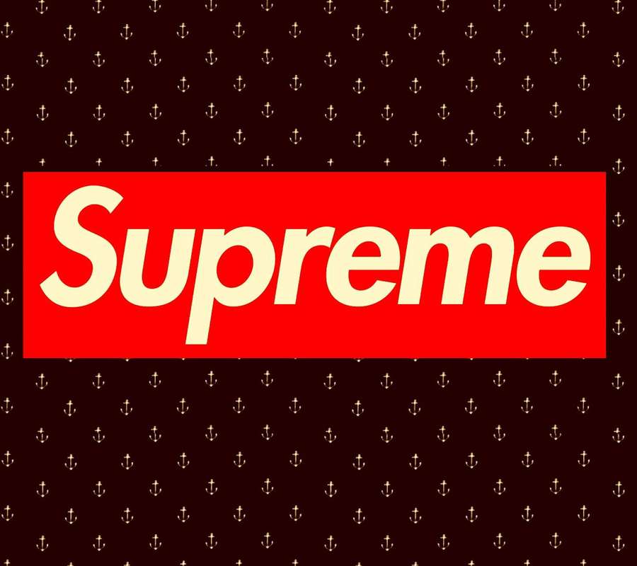 Supreme brand logo with anchor pattern background — Red Supreme Wallpaper