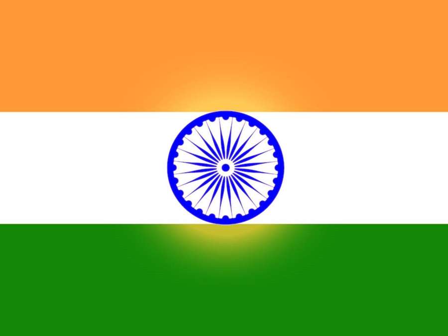 Bandera nacional india con franjas de color azafrán, blanco y verde y Ashoka Chakra azul. — República Fondos de pantalla