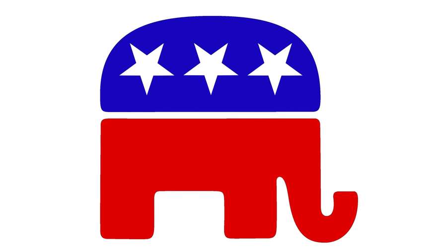 Red elephant symbol with blue top and three white stars — Republican Wallpaper