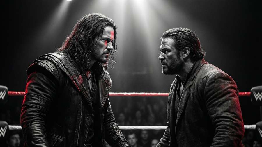 Intense face-off between Rey Fenix and opponent in spotlight. — Rey Fenix Picture
