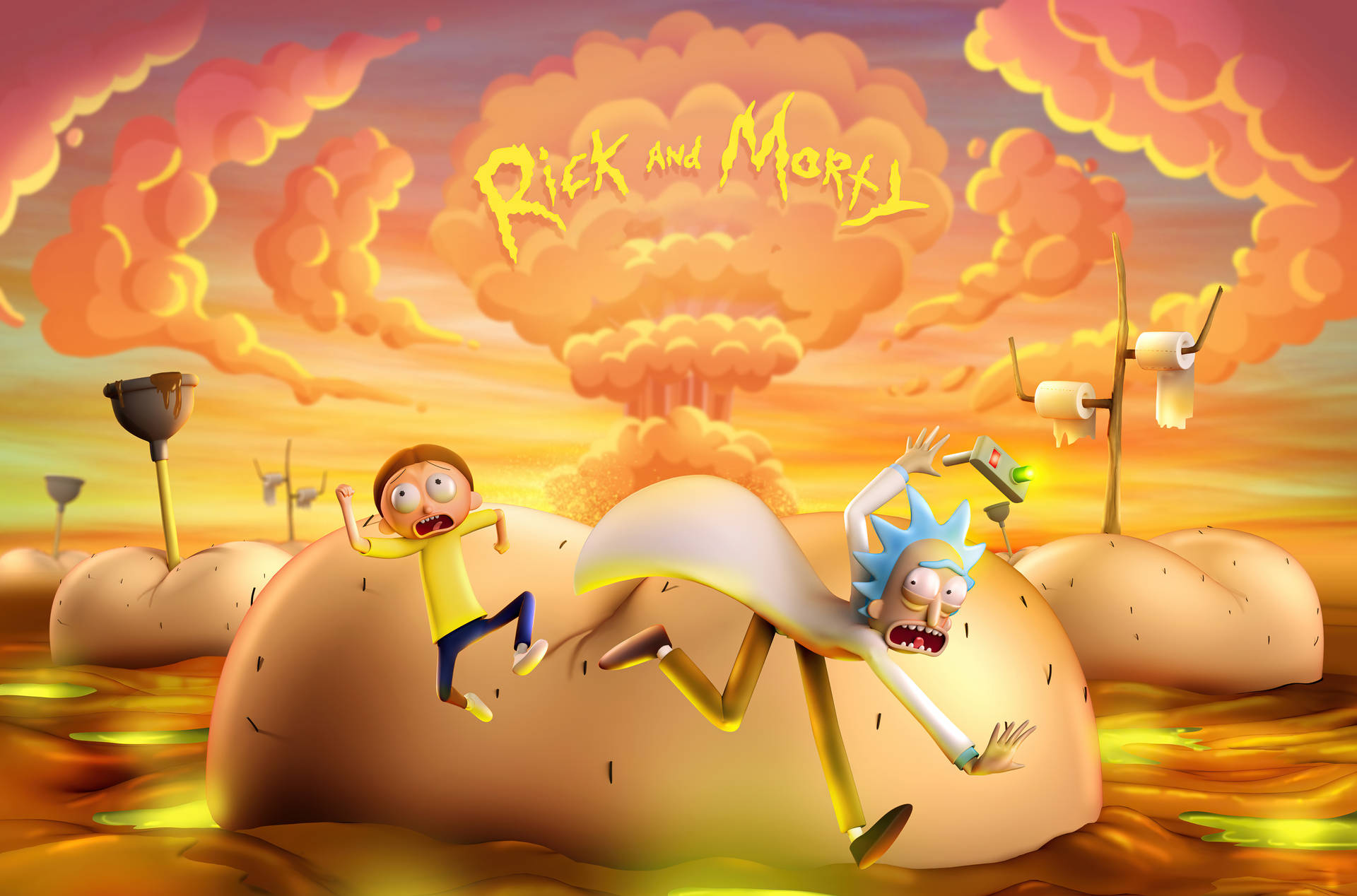 Rick And Morty Pc 4k Bakgrunnsbildet
