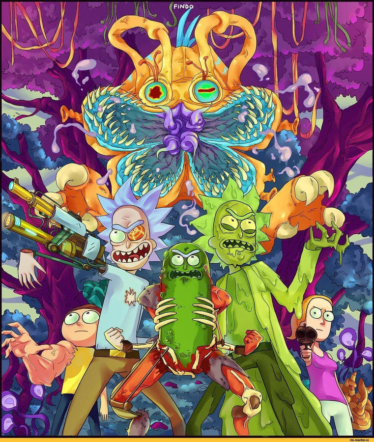 Download Rick And Morty Trippy Snakes Wallpaper