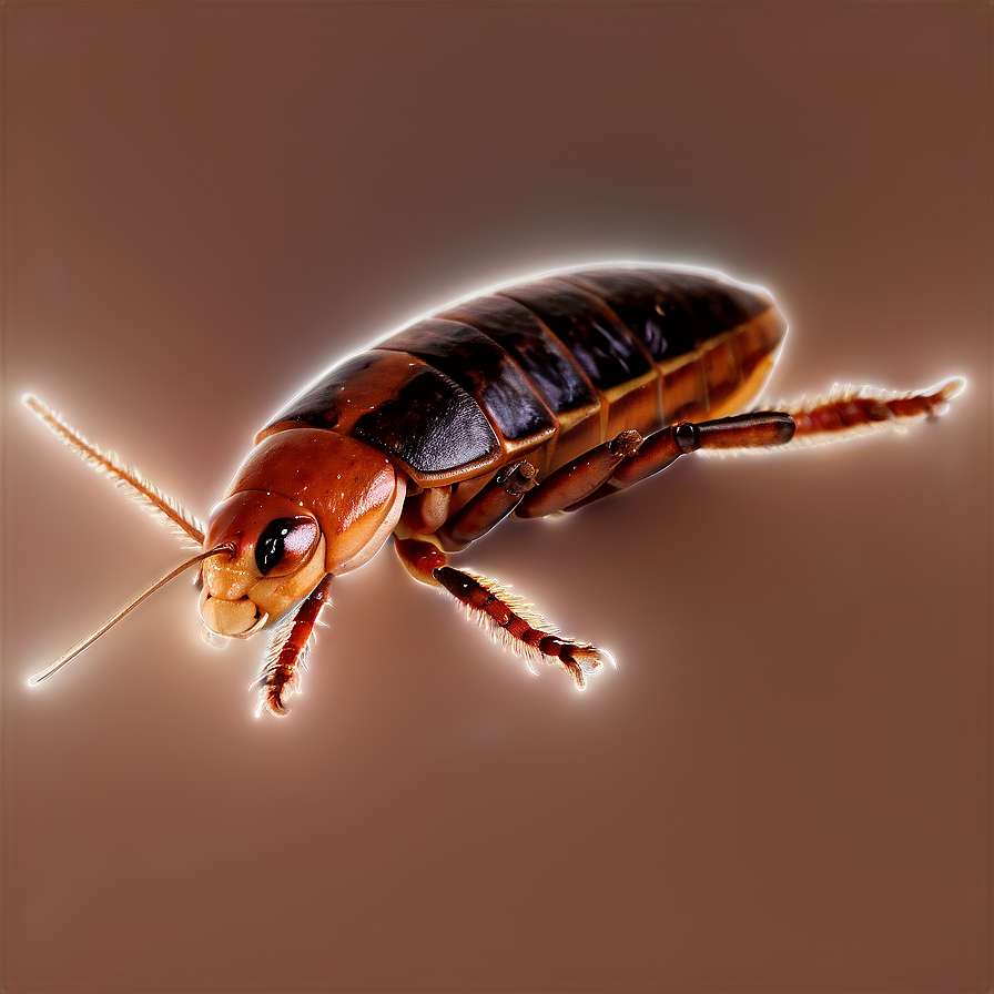 Close-up of a cockroach with glowing edges on a brown background. — Roach PNG