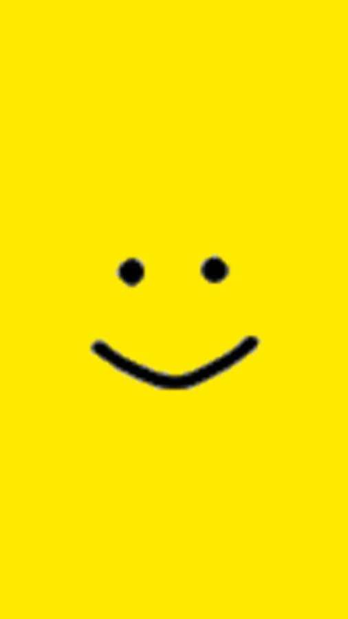 Um simples rosto sorridente preto em um fundo amarelo brilhante. — Roblox Novato Papéis de Parede